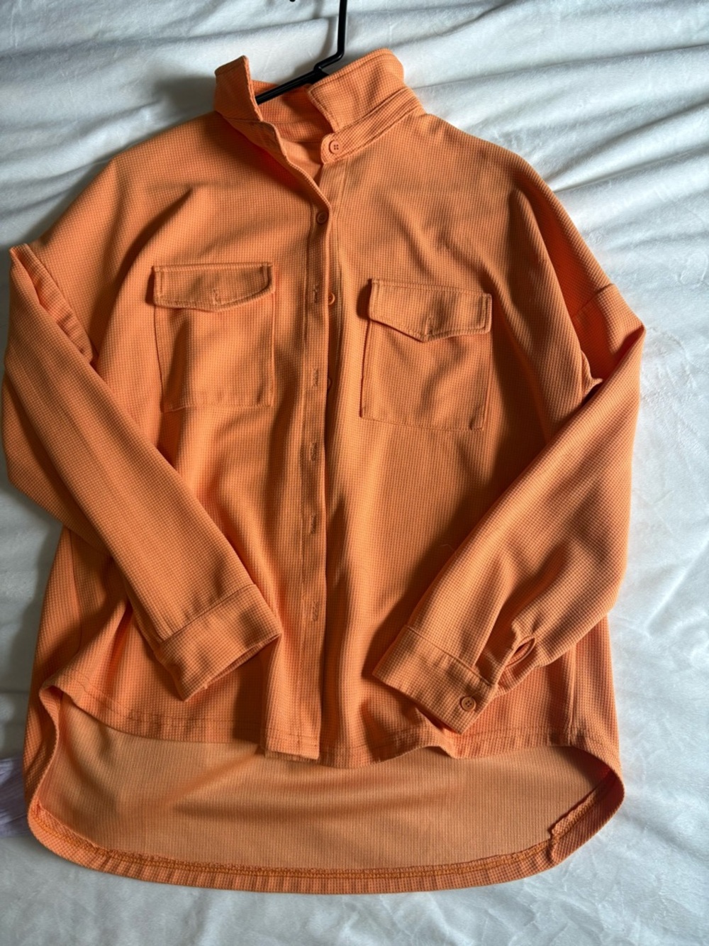 Women’s Orange Waffle Shirt-Jacket